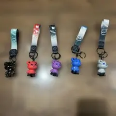 クマ型キーホルダー マルチカラー 5点セット
