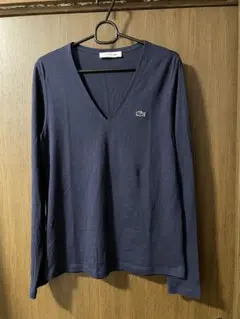 LACOSTE ネイビー Vネック Tシャツ 34