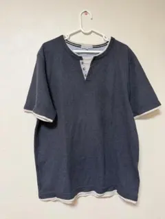 VILLAND ヘンリーネックTシャツ 3L ダークブルー