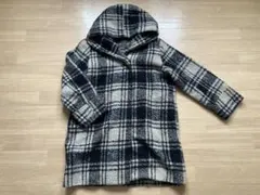 studio CLIP フード付きコート チェック柄
