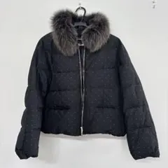 美品 blancvert ドット柄 ファー付き ダウンジャケット - メルカリ