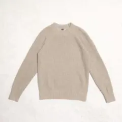 UNIQLO／ウォッシャブルミドルゲージクルーネックセーター／ベージュ／S