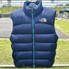 90's THE NORTH FACEヌプシダウンベスト　青　ネイビー