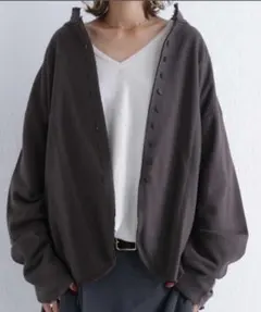 アンティカノーカラージャケット 黒 綿100%