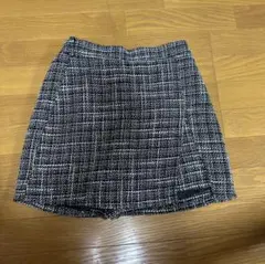 ツイードショートスカート 黒と白 チェック柄