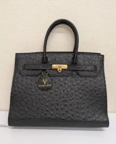 Valentino Garavani ブラック ハンドバッグ オーストリッチ風