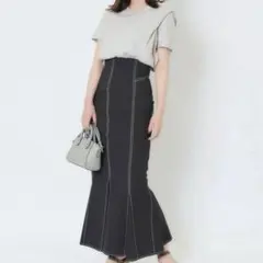 COCODEAL ストレッチコットンウォッシュハイウエストマーメイドスカート