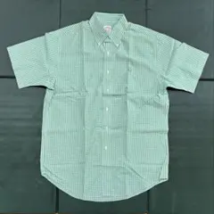 Brooks Brothers 緑ギンガムチェック　半袖シャツ　Mサイズ