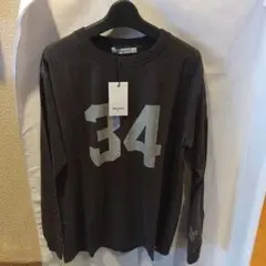 34＋　バイオポリウォッシュプリントTシャツ　チャコール　新品未使用