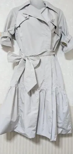 ライトグレー 　フレアスカート トレンチコート ワンピース Mサイズ
