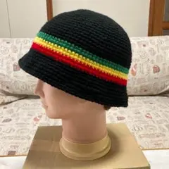808【手編み】クラッシャーハット　バケットハット　ニット帽