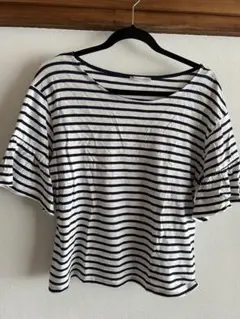 ZARA ストライプ フレア袖 Tシャツ M