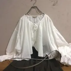 美品 リネン混【Samansa Mos2】前開き コットンブラウス ドロップ 白