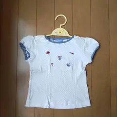 値下げ120♡familiar ドット柄 刺繍パフスリーブTシャツ