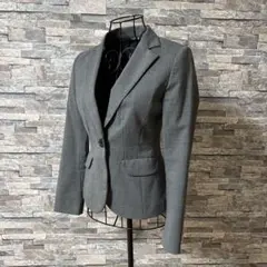 洋服の青山　グレー チェック柄 テーラードジャケット　5号　XS 冬以外