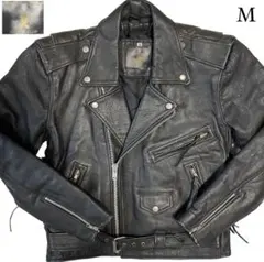 極希少【Eagle】本革 リアルレザーダブルライダースジャケット ブラック M