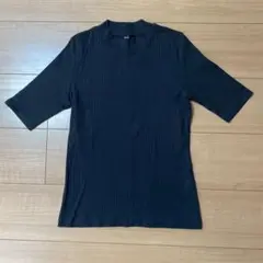UNIQLO リブモックネックT 半袖 ブラックのサムネイル