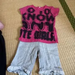 キッズ服 100cm ピンクTシャツとショートパンツセット