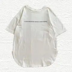 GU オーバーサイズ プリント Tシャツ ラウンドヘム ビッグシルエット
