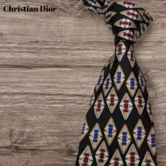 美品 ChristianDior ネクタイ 総柄 幾何学 シルク 高級 スーツ
