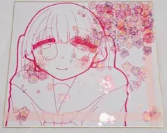 手描きイラスト 色紙 原画 ペン画 色鉛筆 一点物 女の子 オリジナル アナログ