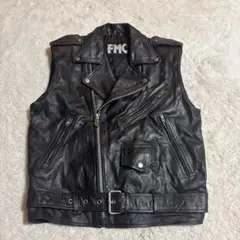 80sビンテージ！レザーライダースベスト！FMC36