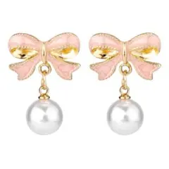 ♡新品未開封♡ピンクリボン デザインポスト パールボウピアス SV925