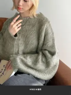 ライトグレー　オーバーサイズ ニット M