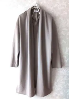 [NAVY] ノーカラーカーディガン コート羽織り ベージュブラウン　ロング　F