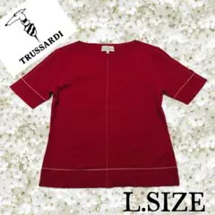 067〚TRUSSARDI〛アンティーク半袖ニット レッド 40サイズのサムネイル