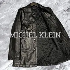 MICHEL KLEIN ミッシェルクラン レザーコート 羊革 中綿 黒 46のサムネイル