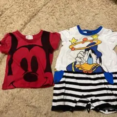 ミッキーティシャツと、ドナルドロンパース