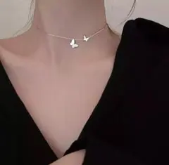 525 シルバー バタフライ ネックレス s925 czダイヤモンド 蝶 韓国