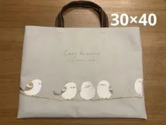 ハンドメイド　レッスンバッグ　シマエナガ　30×40