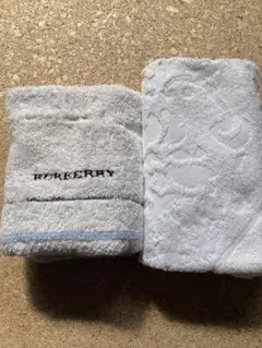 BURBERRY 今治　タオルセット ホワイト ブルー（訳あり）