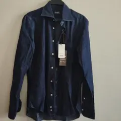 Care label ダークブルー デニム　インディゴ　シャツ M　イタリア製