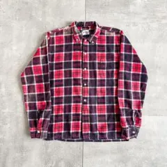 60s E&W ボックス チェック柄 ボタンダウン プリネル プリントネルシャツ