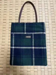 ハッシュアッシュ　フランネル　バッグ　タータンチェック　グリーン　レディース