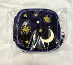 ジュエリーポーチ　星と月の刺繍 夜空 ジュエリーケース　新品