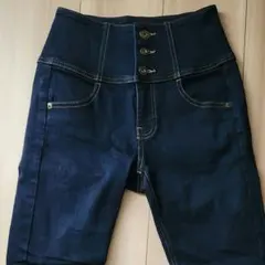 ヘザー ISKO スキニー パンツ ネイビー Ｓ ハイウエスト