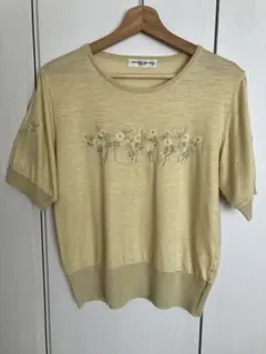 花柄刺繍 半袖ニット イエローのサムネイル