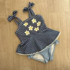 プティマイン ベビー水着 女の子 ギンガムチェック セパレートタイプ80cm