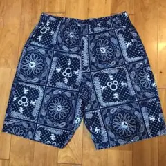 メンズ【美品 ディズニー ミッキー】紺 M 麻混 ショートパンツ 紐付 ユニクロのサムネイル