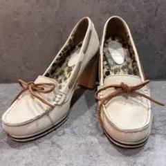 SEE BY CHLOE ホワイトレザー ローファーハイヒール 25のサムネイル