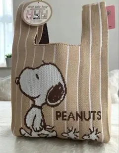 新品⭐︎スヌーピー　ニットトートバッグS ベージュ　peanuts
