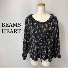 BEAMS HEART 花柄　フリル　長袖　ブラウス　シャツ　春　秋　ビンテージ