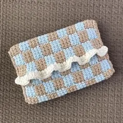 ポケットティッシュケース ハンドメイド 編み物 かぎ針編み チョコミント