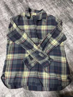 UNIQLO ネイビー チェック 長袖シャツ M