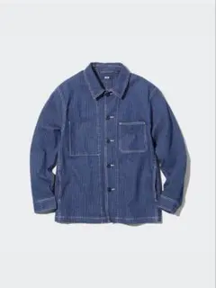 【UNIQLO】デニムワークジャケット カバーオール ストライプ 男女兼用S新品