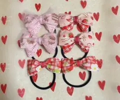 いちご、ケーキ柄リボンヘアゴム3組セット